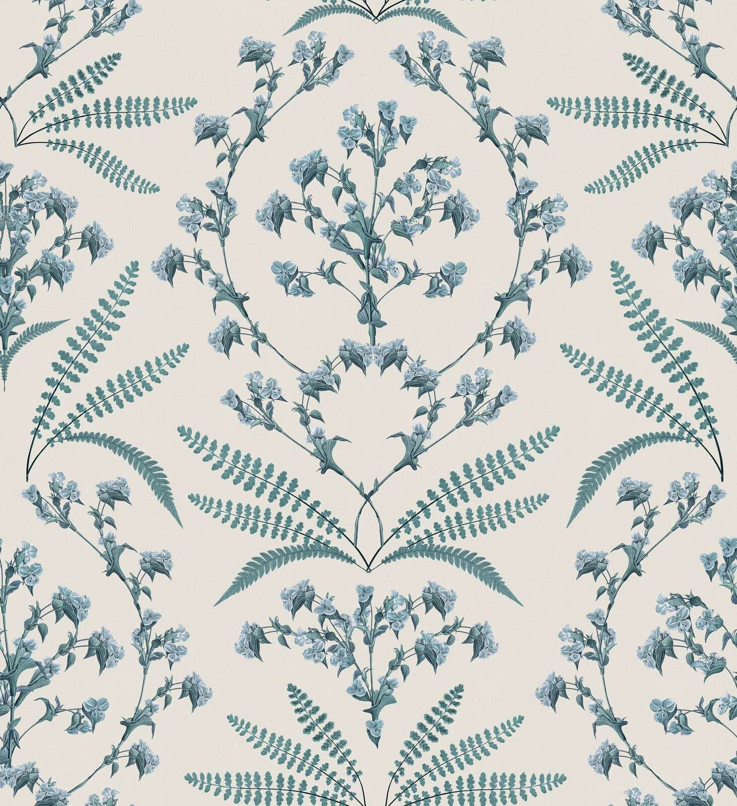 Botanical ferns and flowering branches