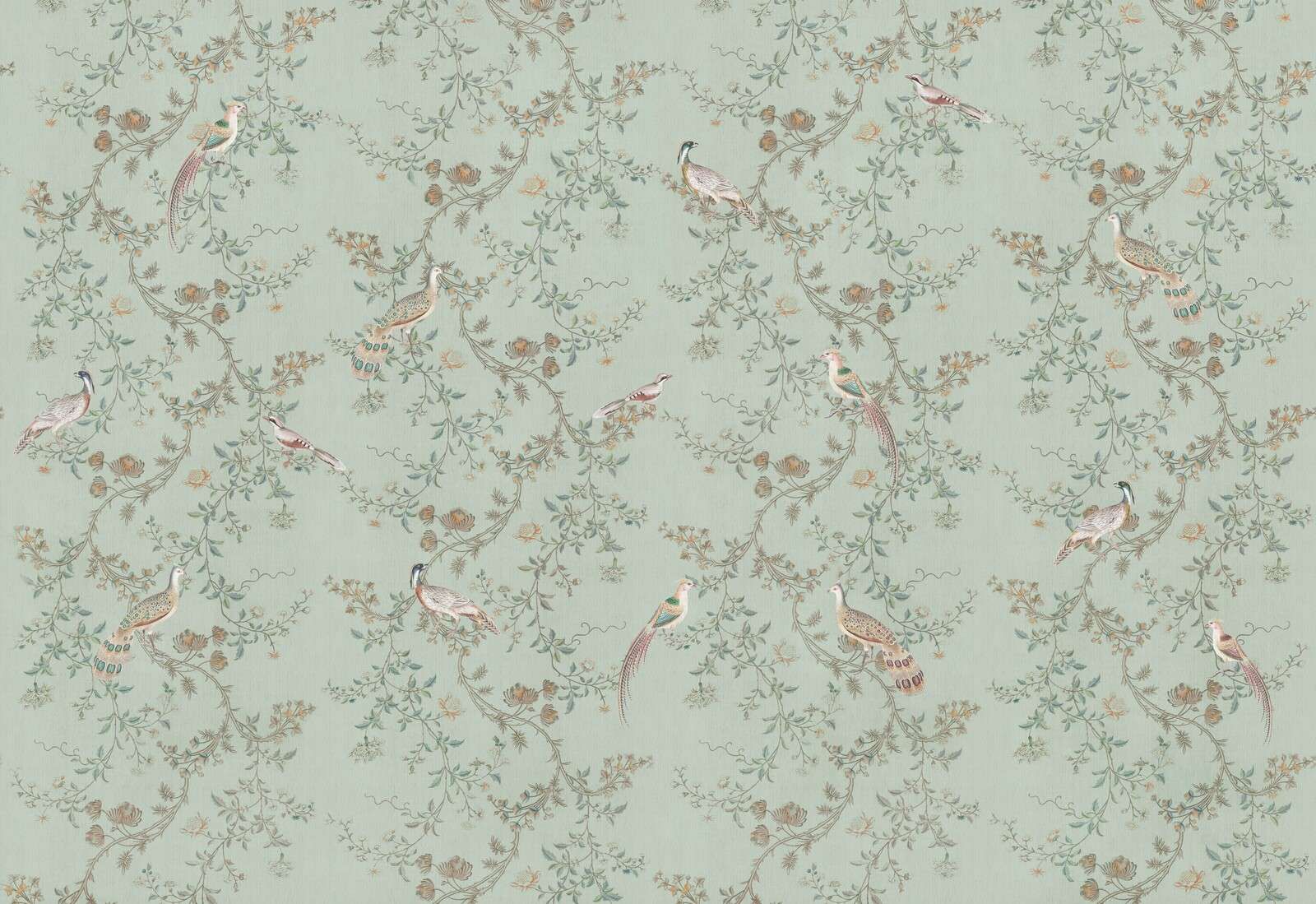 Pheasants in graceful tendrils