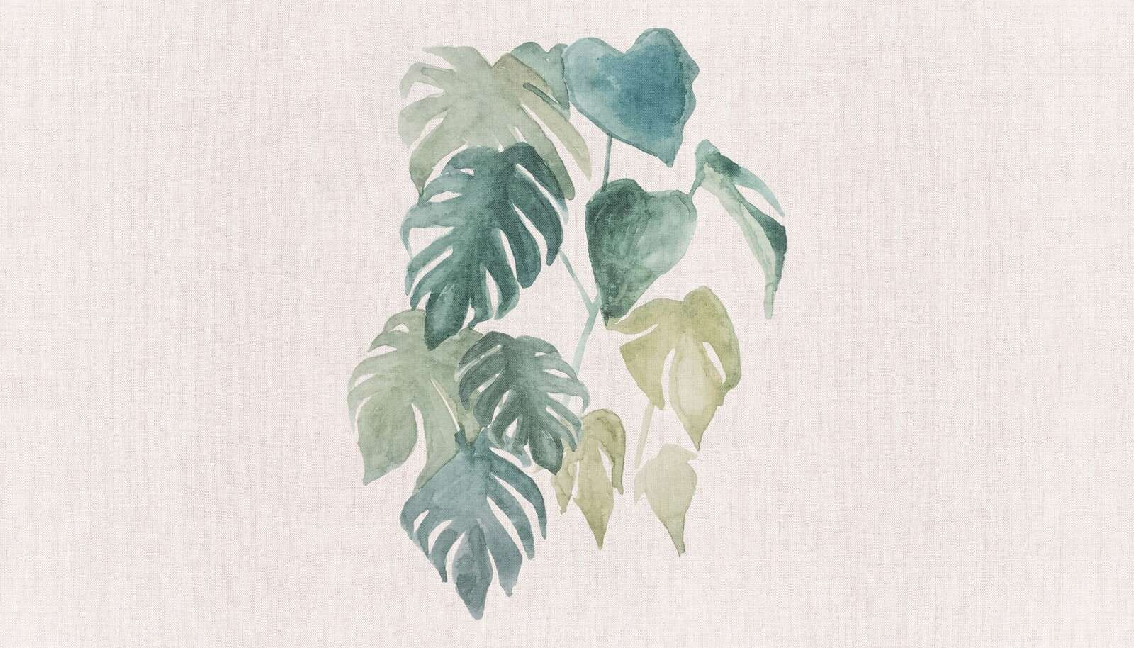 Watercolor leaves in tropical tones