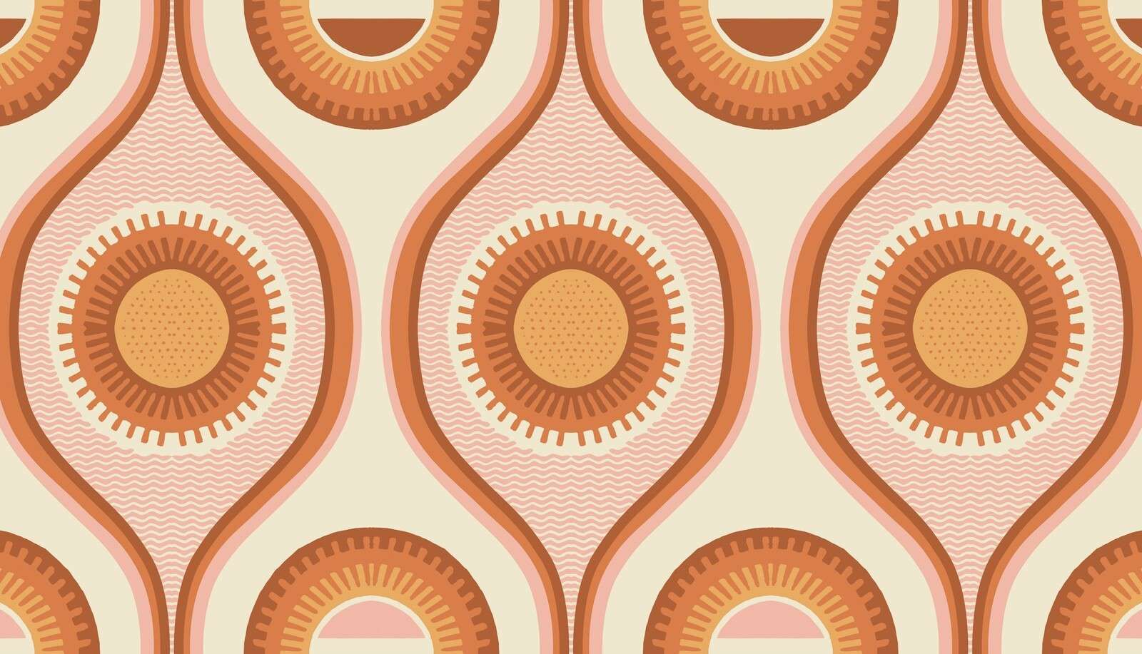 Warm sun spirals in retro style