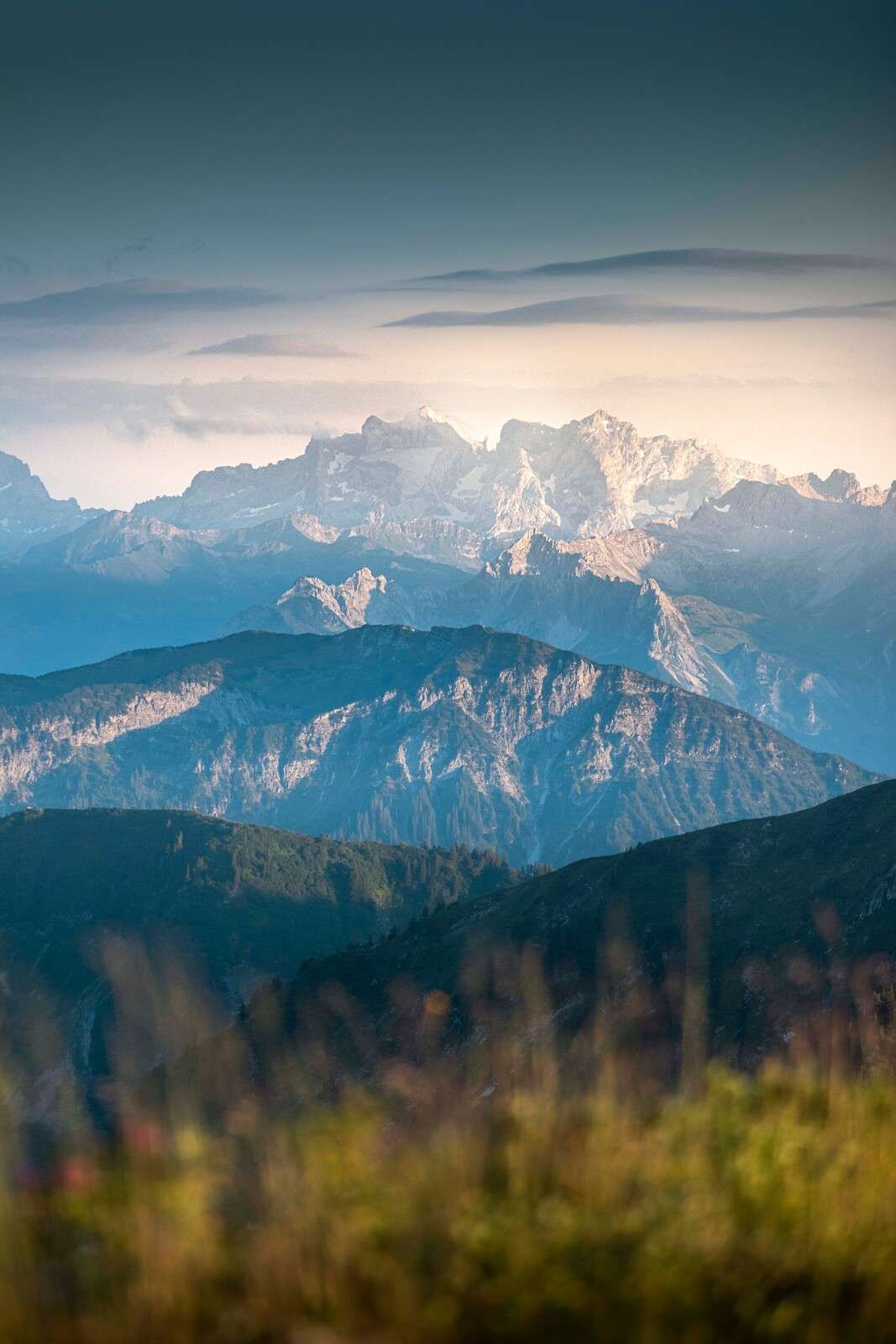 Blue layering in mountainous terrain