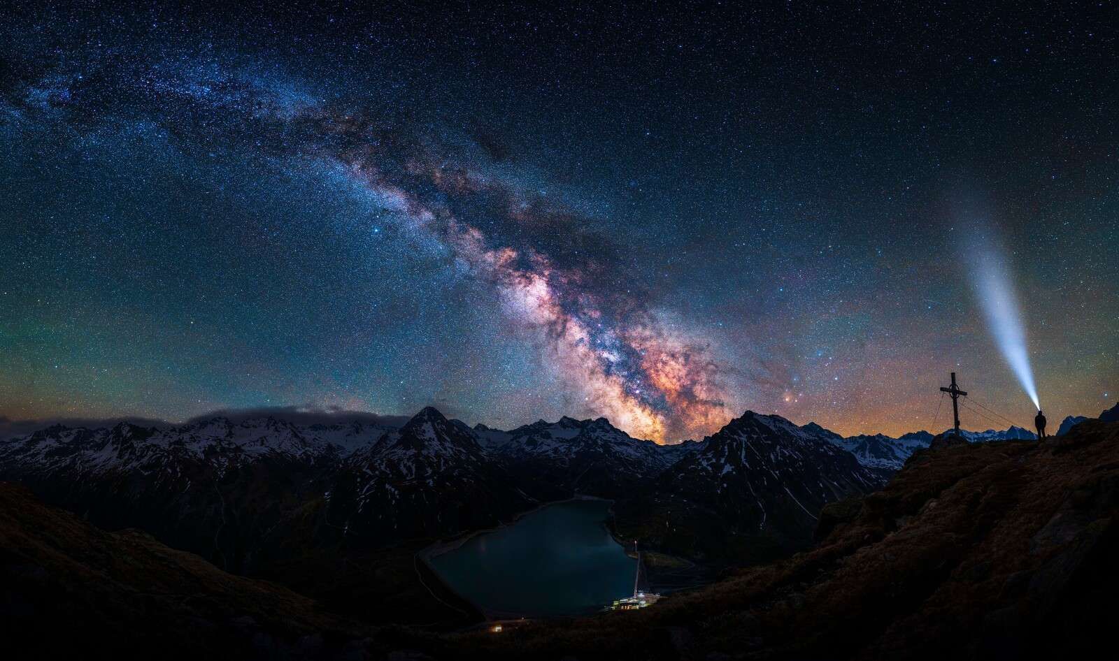 Milky Way above mountain lake