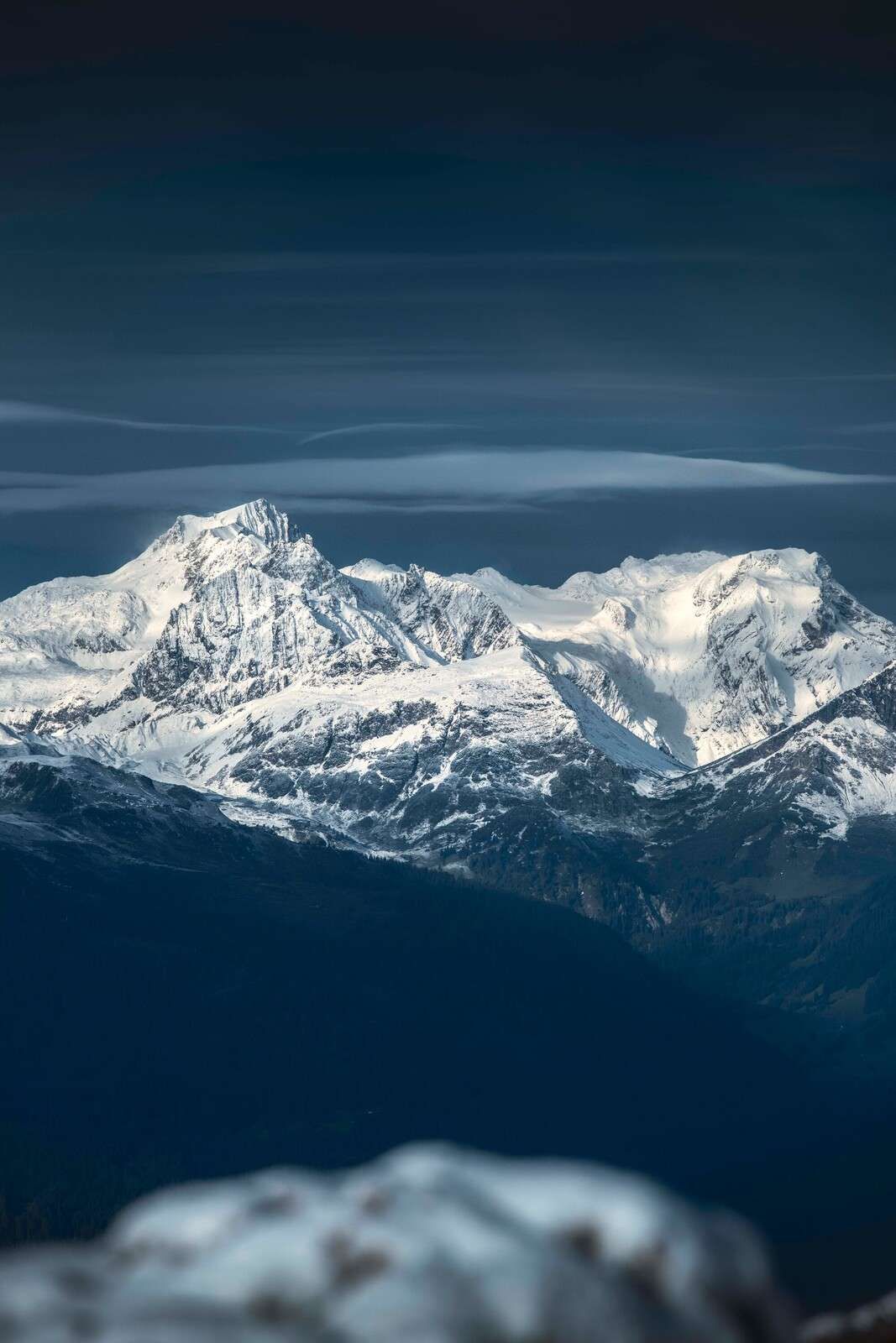 Ice blue peaks in silence