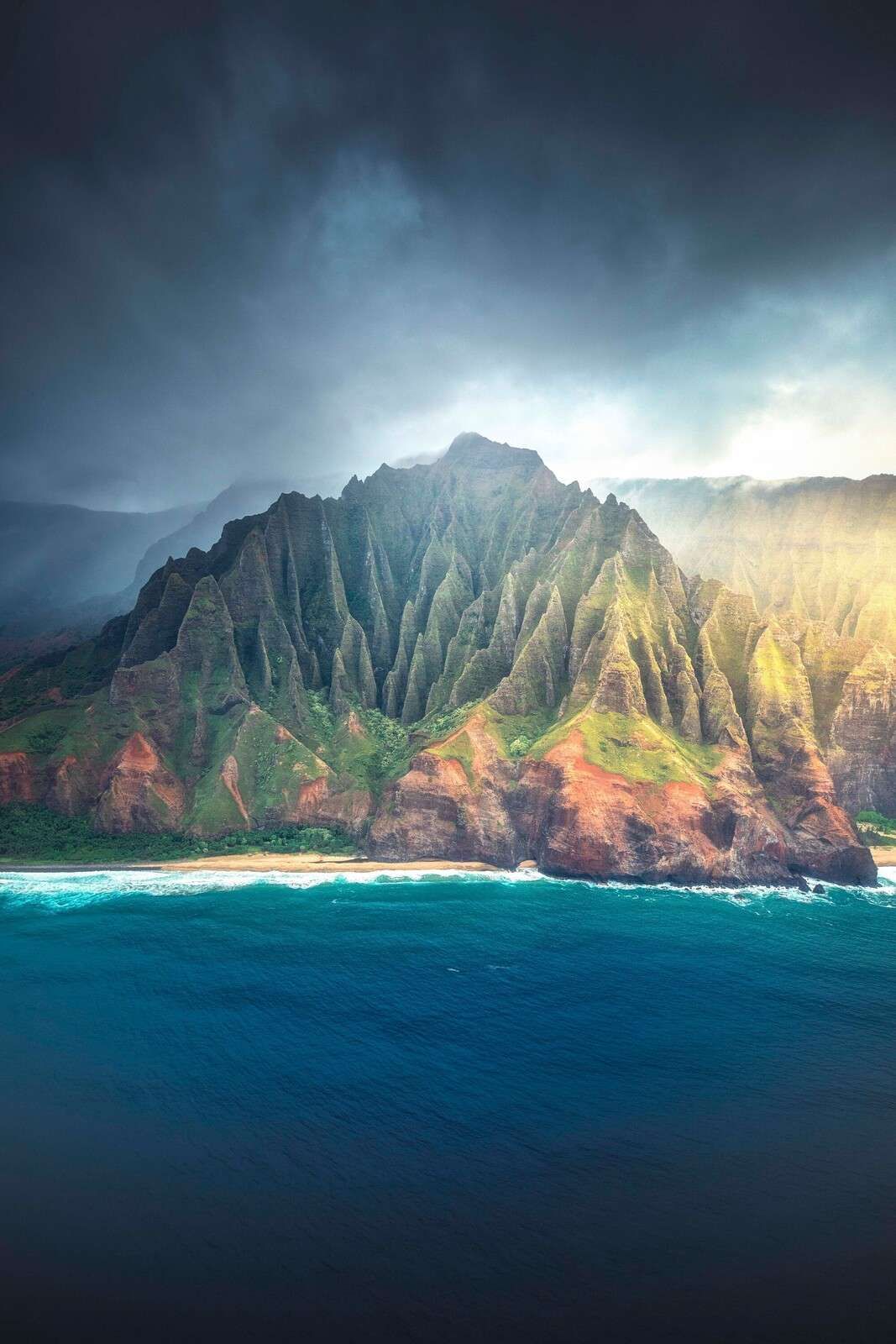 Sunlight on tropical cliffs