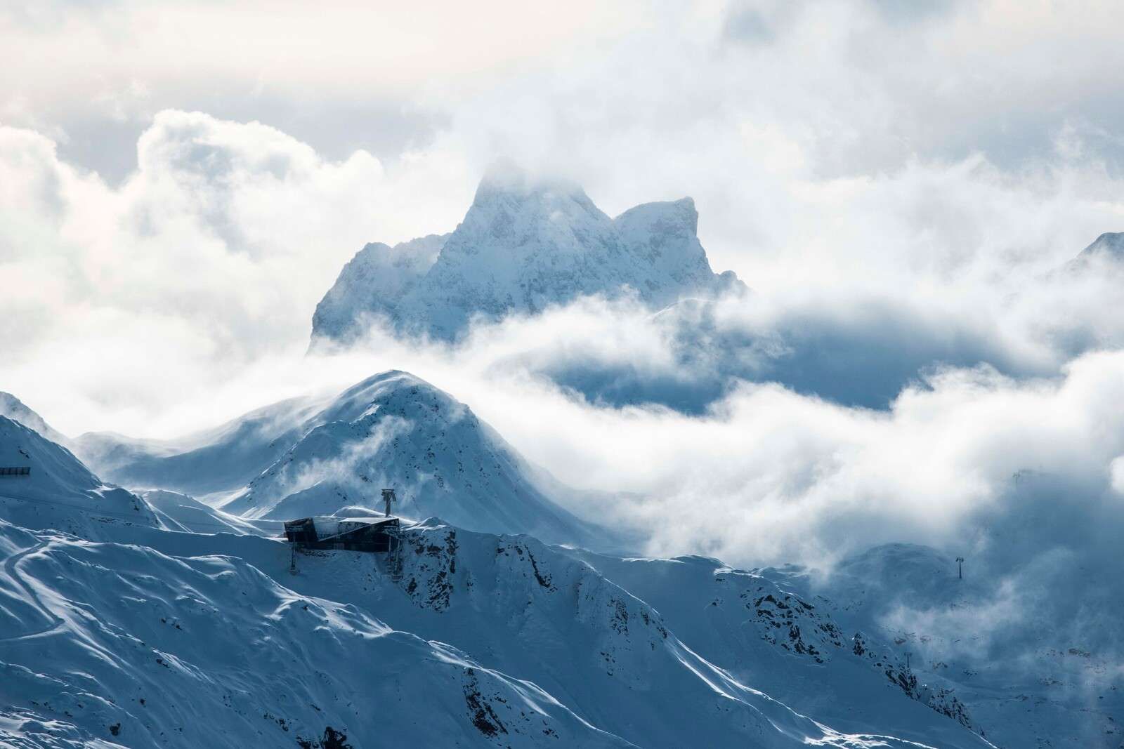 Fog over the Winter Mountain Top