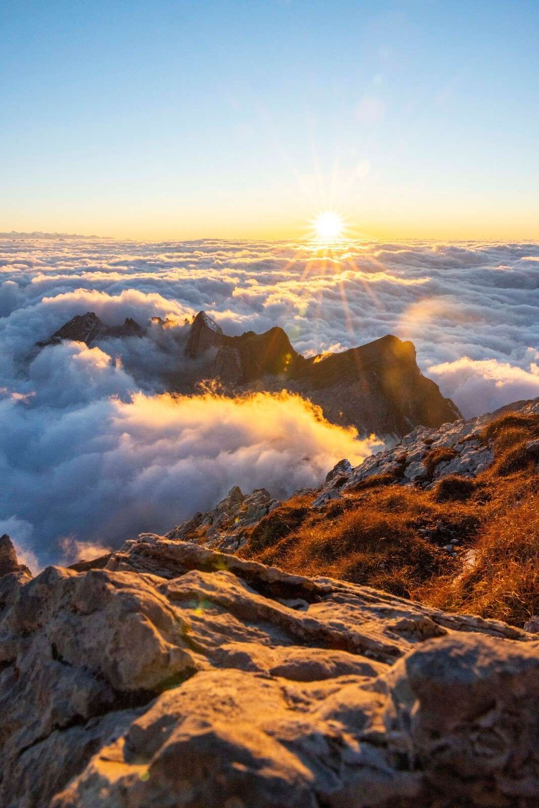 Sunlight above a sea of clouds