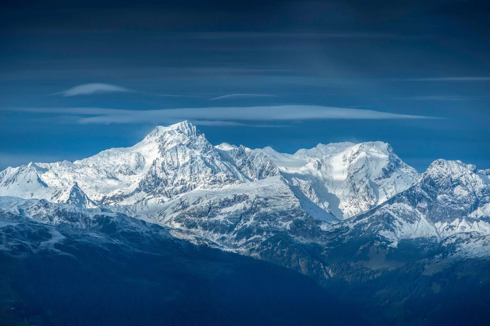Winter light on alpine peaks