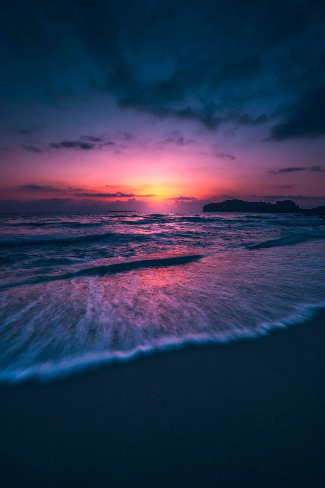 Evening glow on purple coast