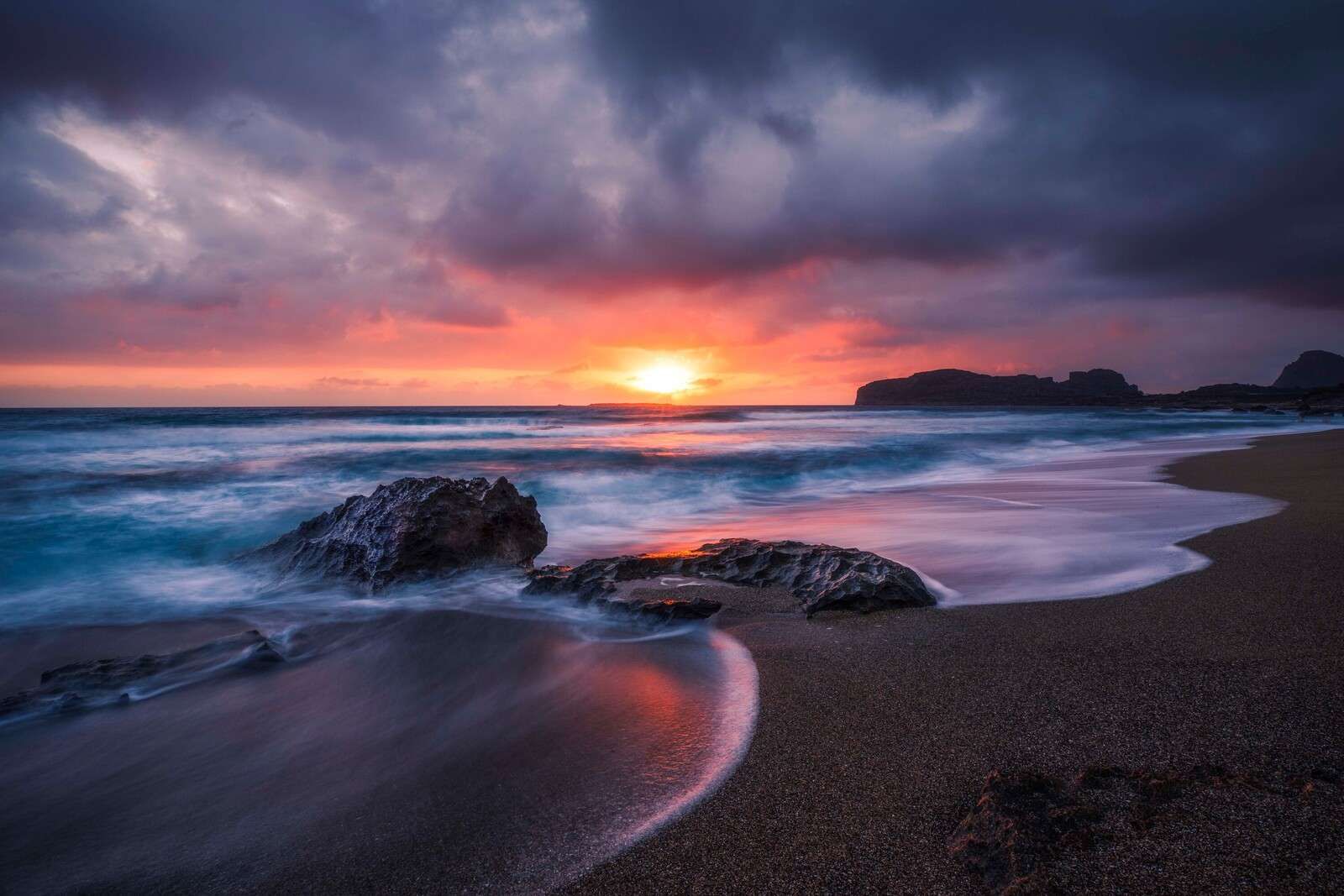 Rocky coast at sunset