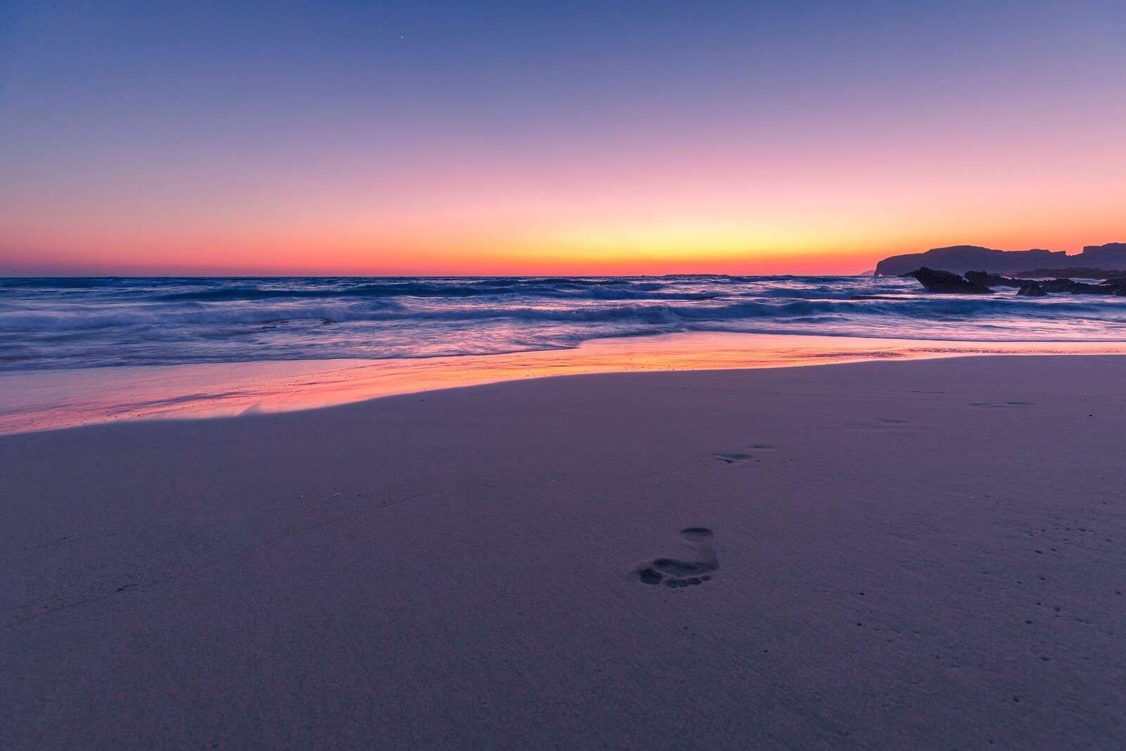 Footsteps in soft evening light