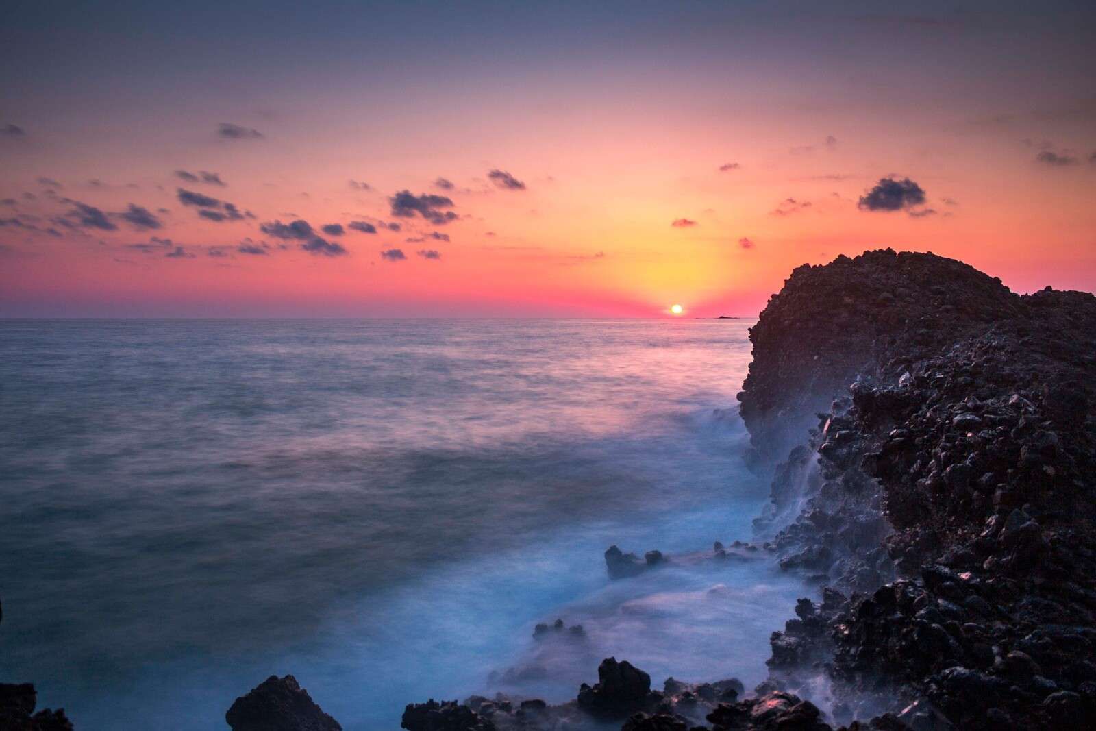 Lava coast in evening light