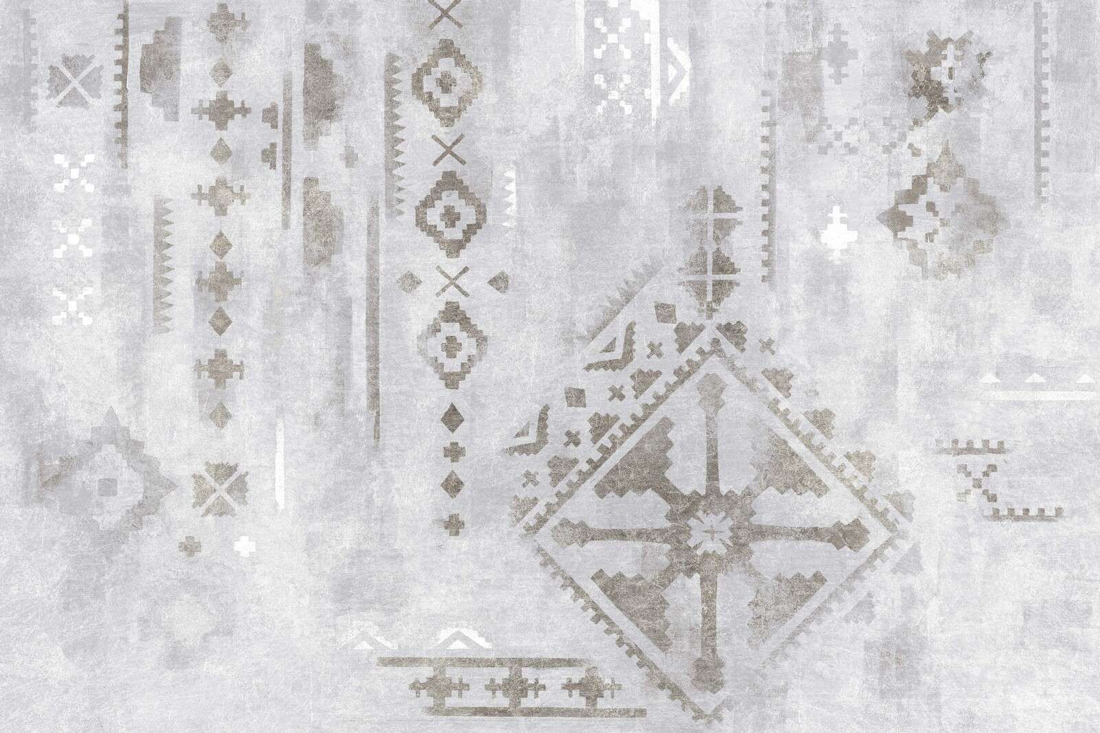 Gray Ethnic Pattern With Weathered Texture