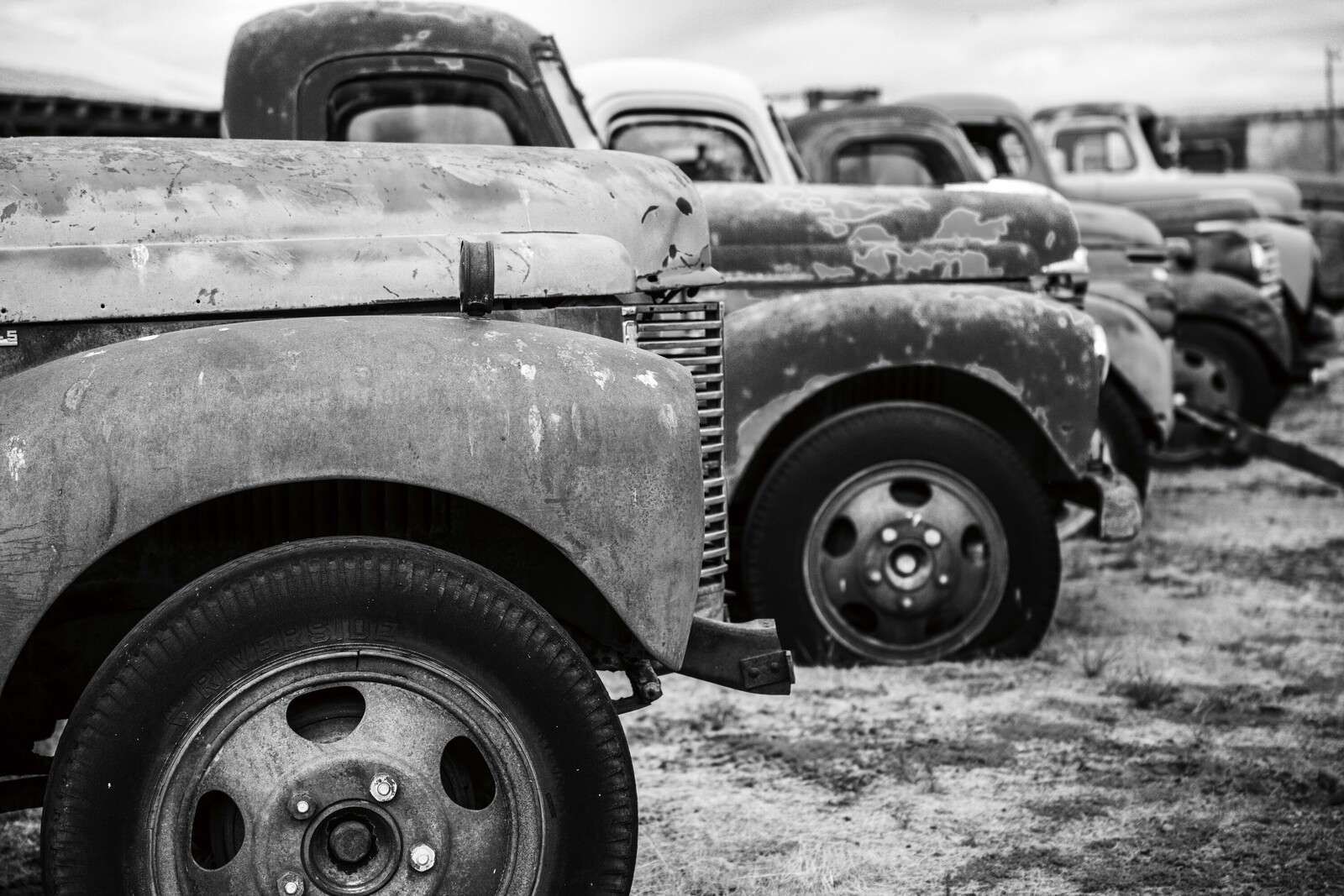Weathered Pick-Ups In Black and White