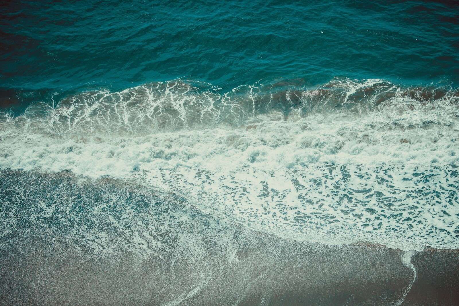 Foaming Waves on Wet Sand