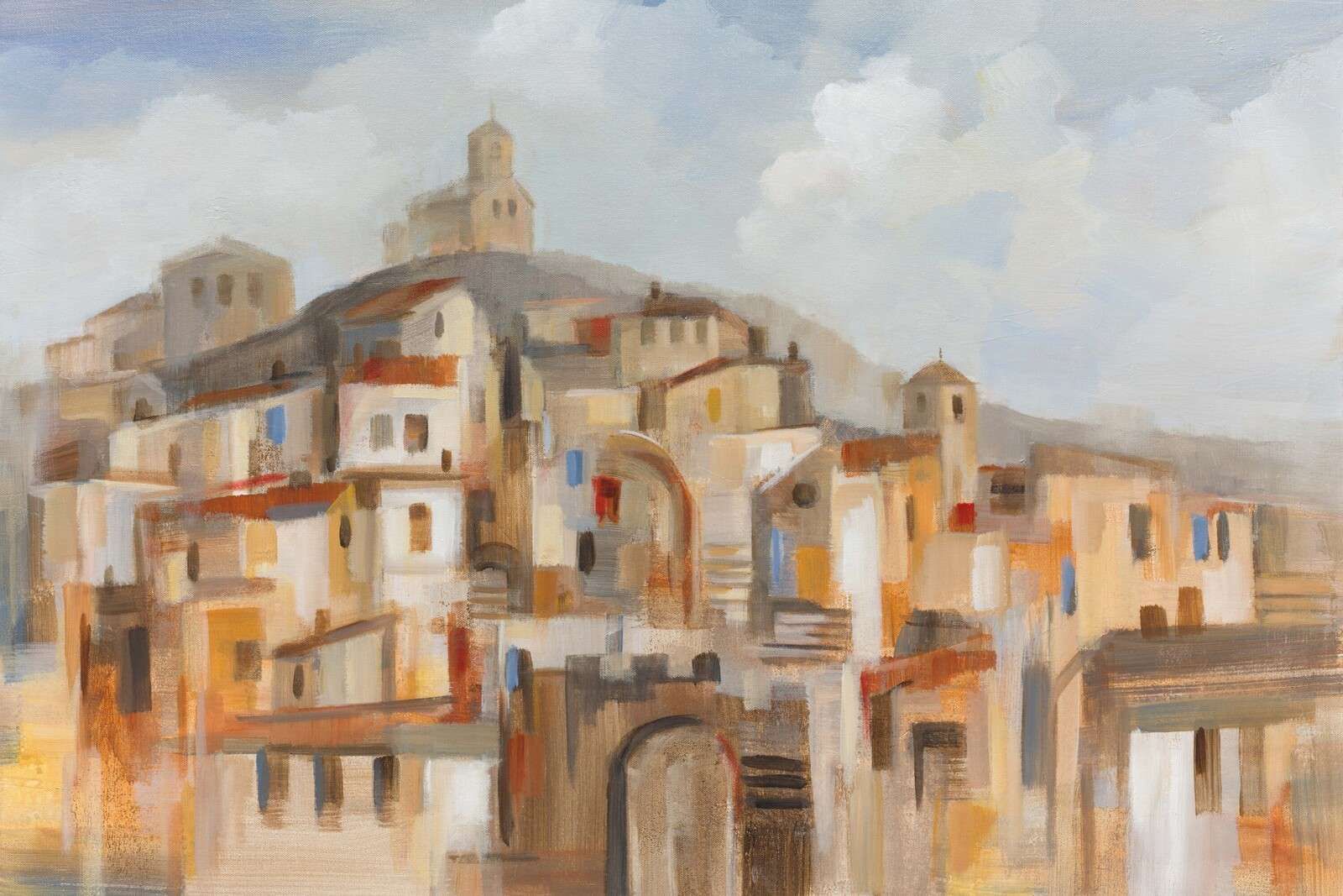 Mediterranean hill town in morning light
