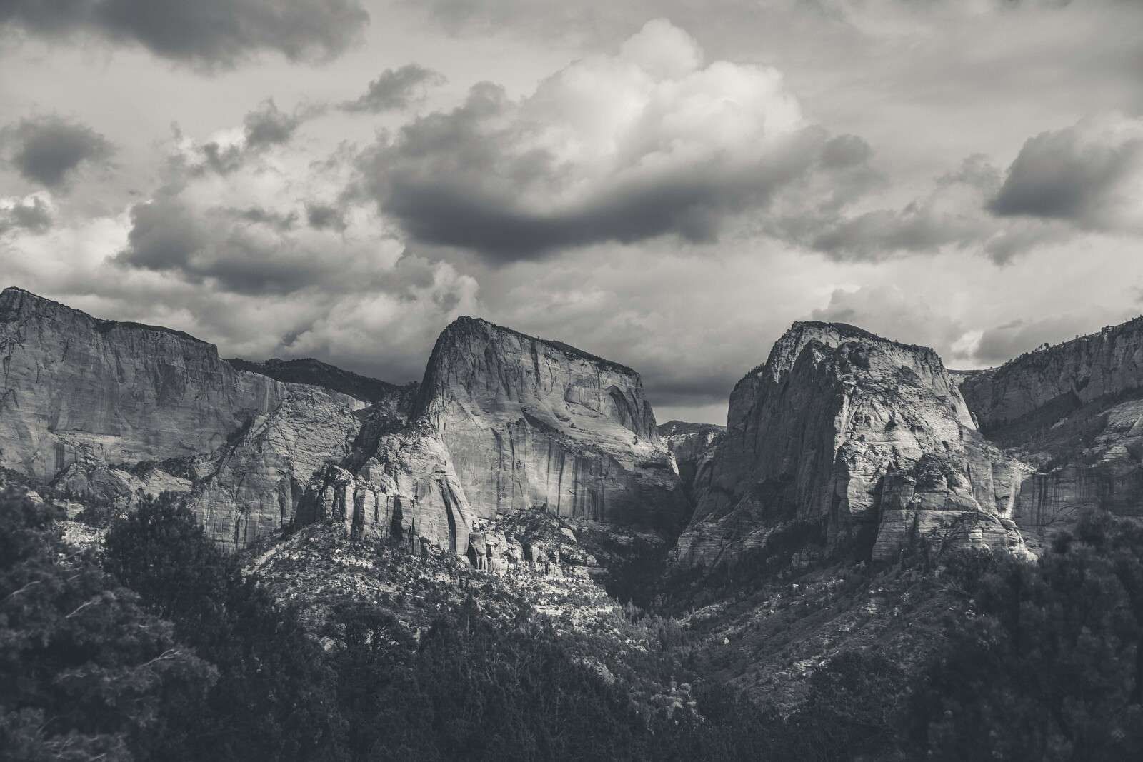 Gray rocks under storm light