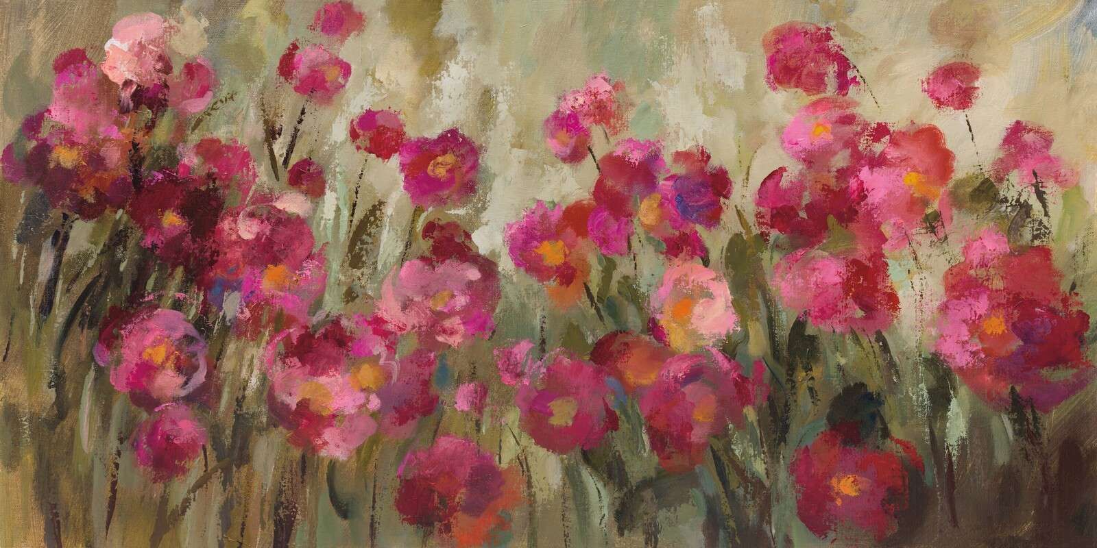 Fire-red flowers in summer glow