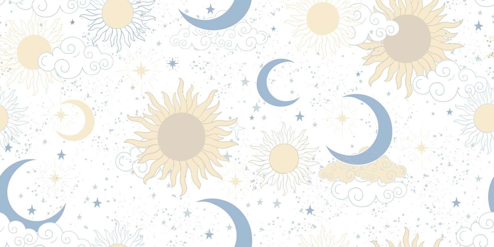 Dreamy sun and moonlit sky