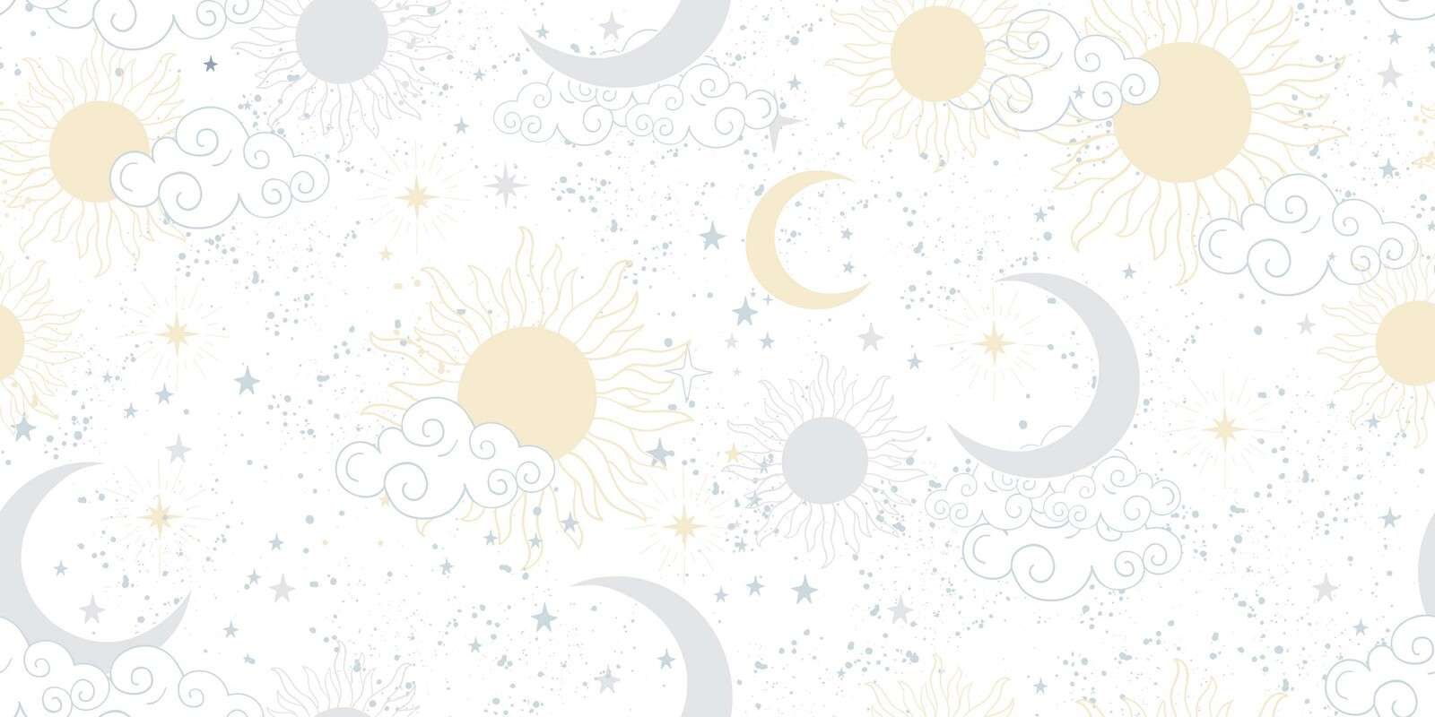 Bright sun and moonlit sky