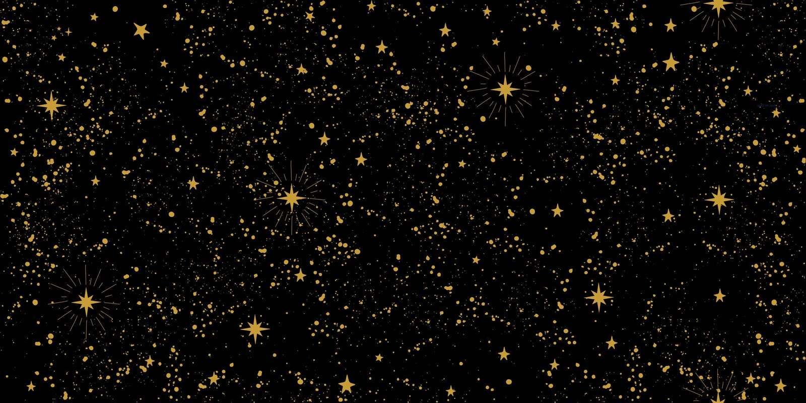 Golden shower of stars on black