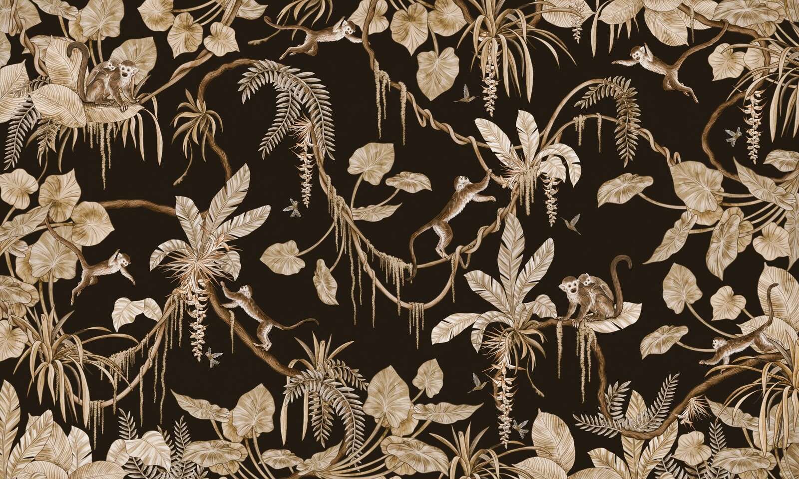 Playful Monkeys - Vintage - Black