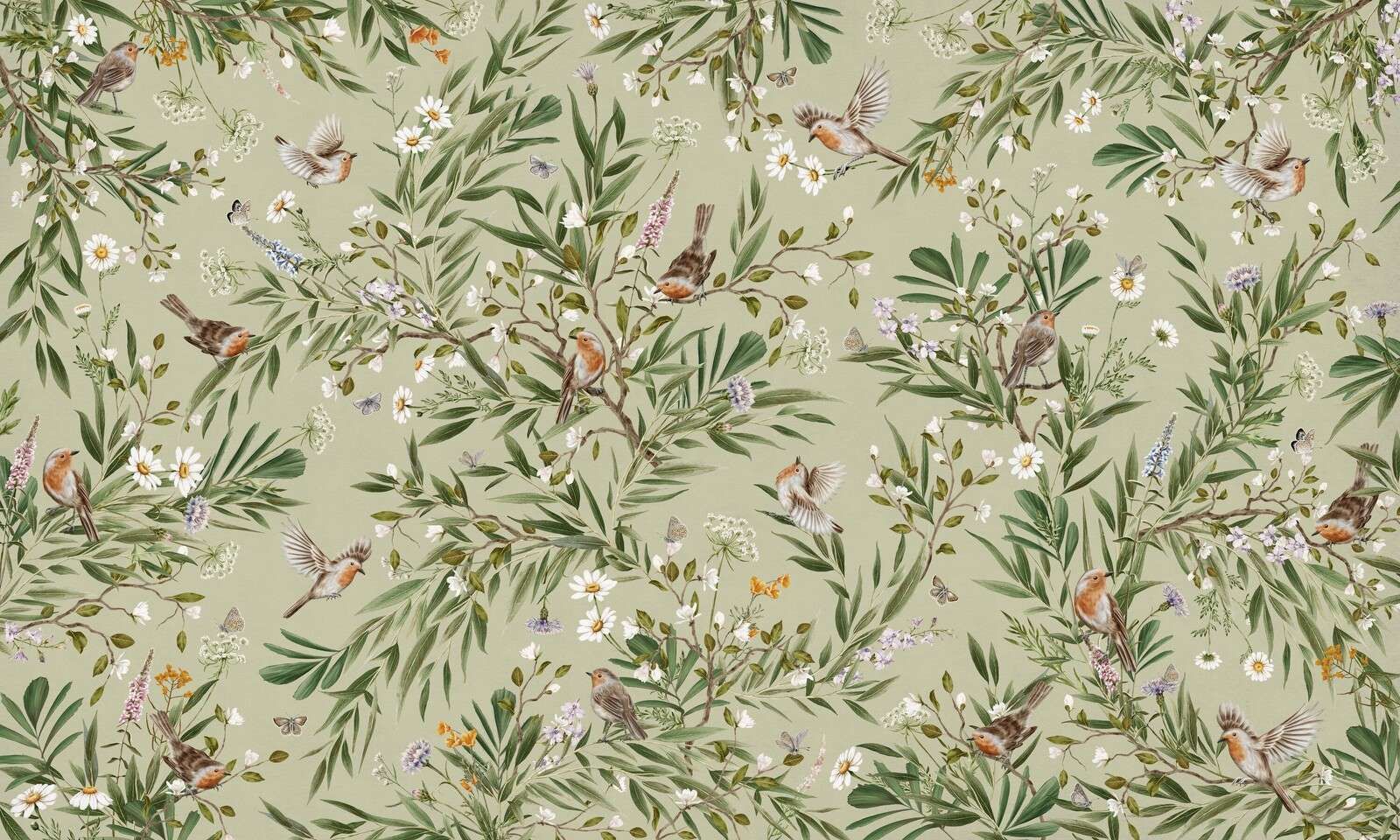 Playful Robins - Green