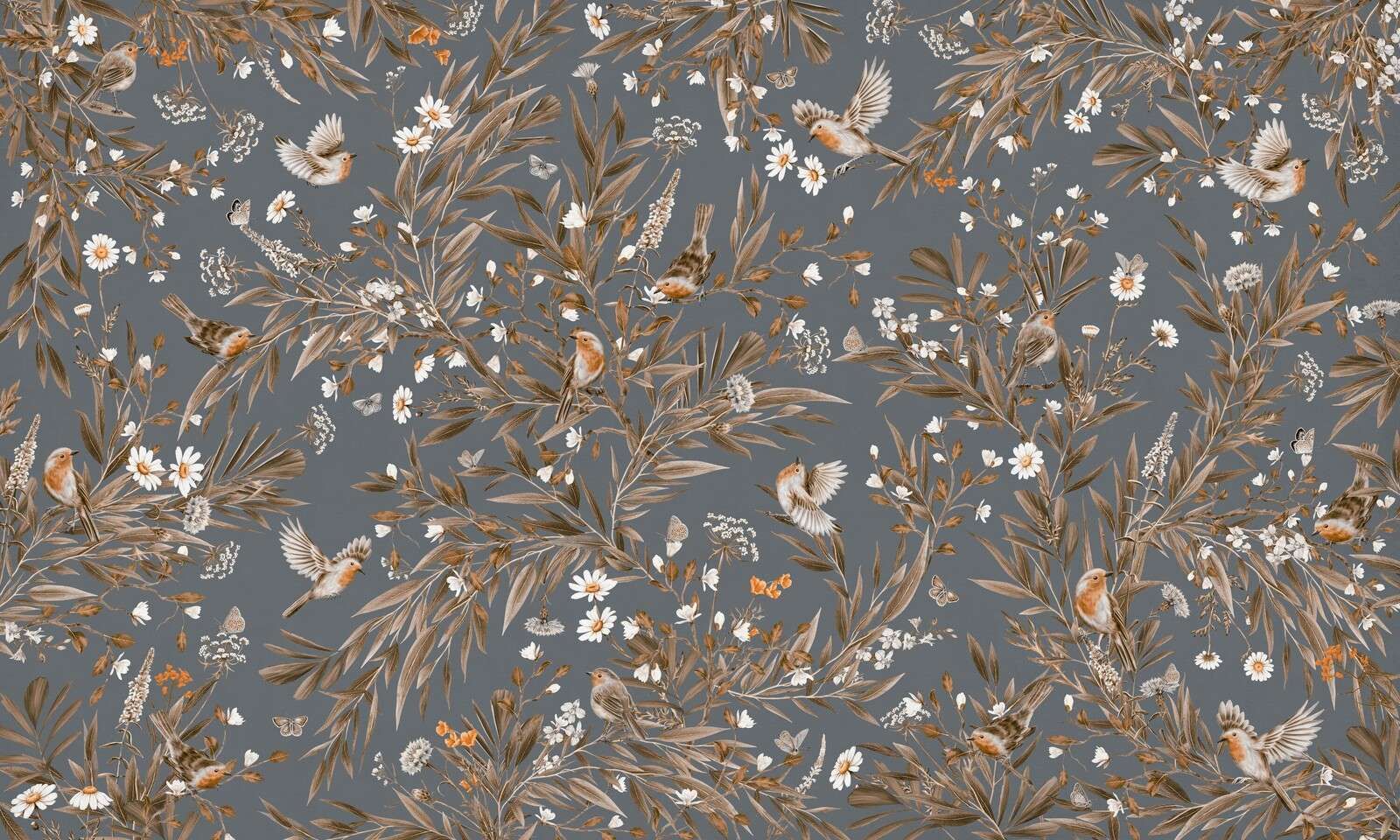 Playful Robins - Vintage - Blue