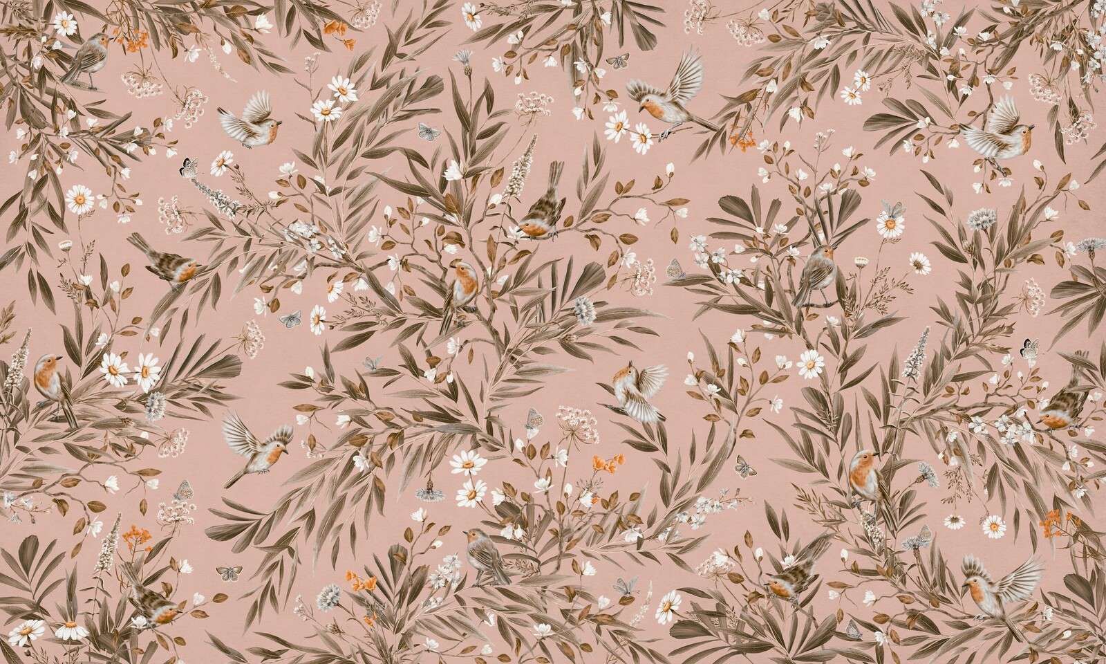 Playful Robins - Vintage - Pink