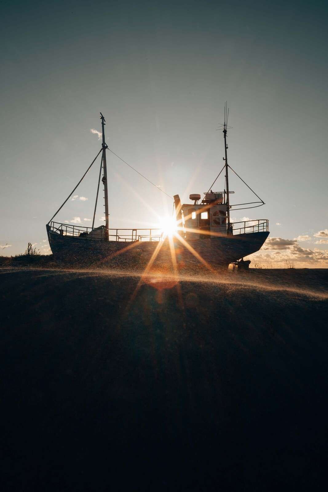 Fishing boat in golden evening light
