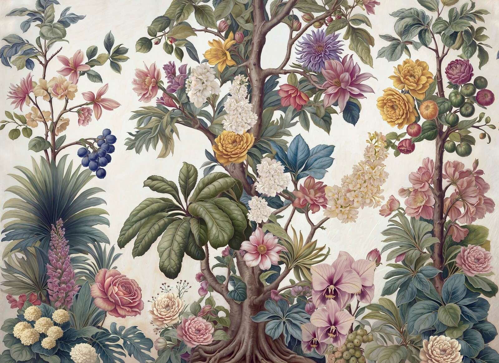 Botanical blossom tree with flowers