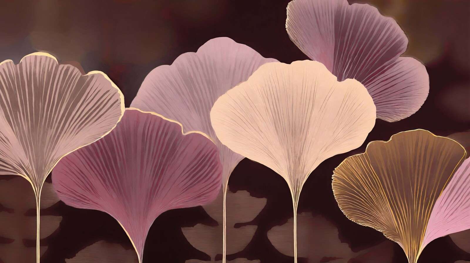 Abstract ginkgo leaves in antique pink