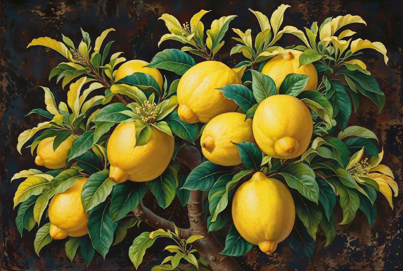 Lemon tree with ripe lemons