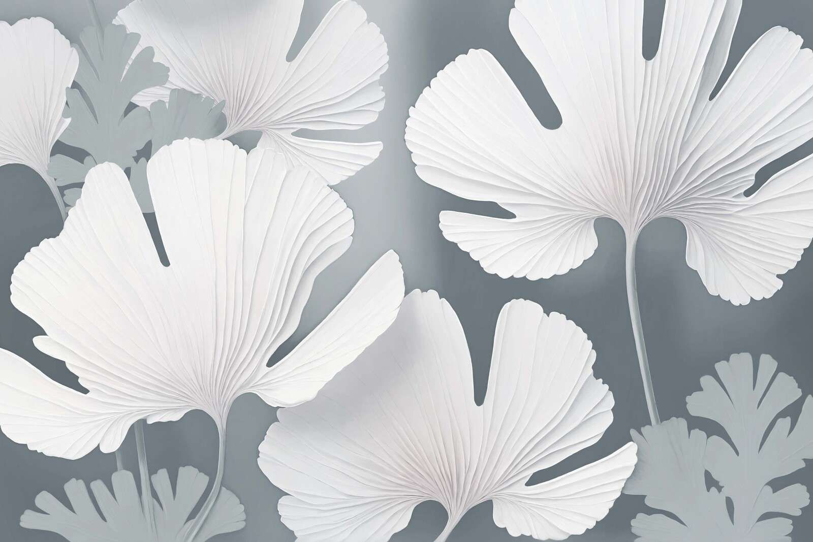 White ginkgo leaves in mist
