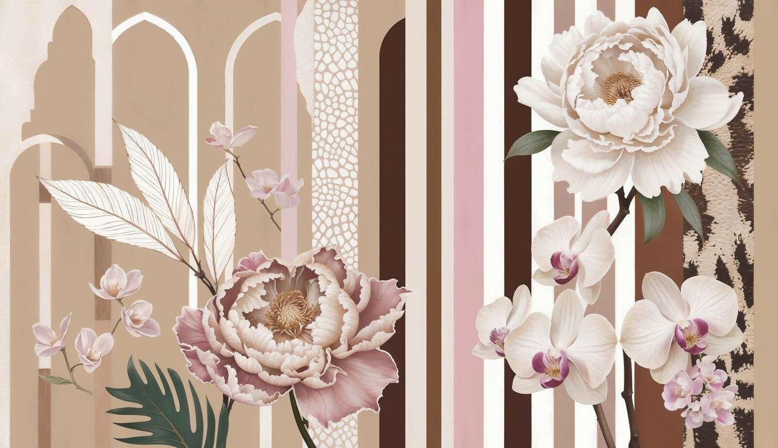 Flowers with stripes and bows