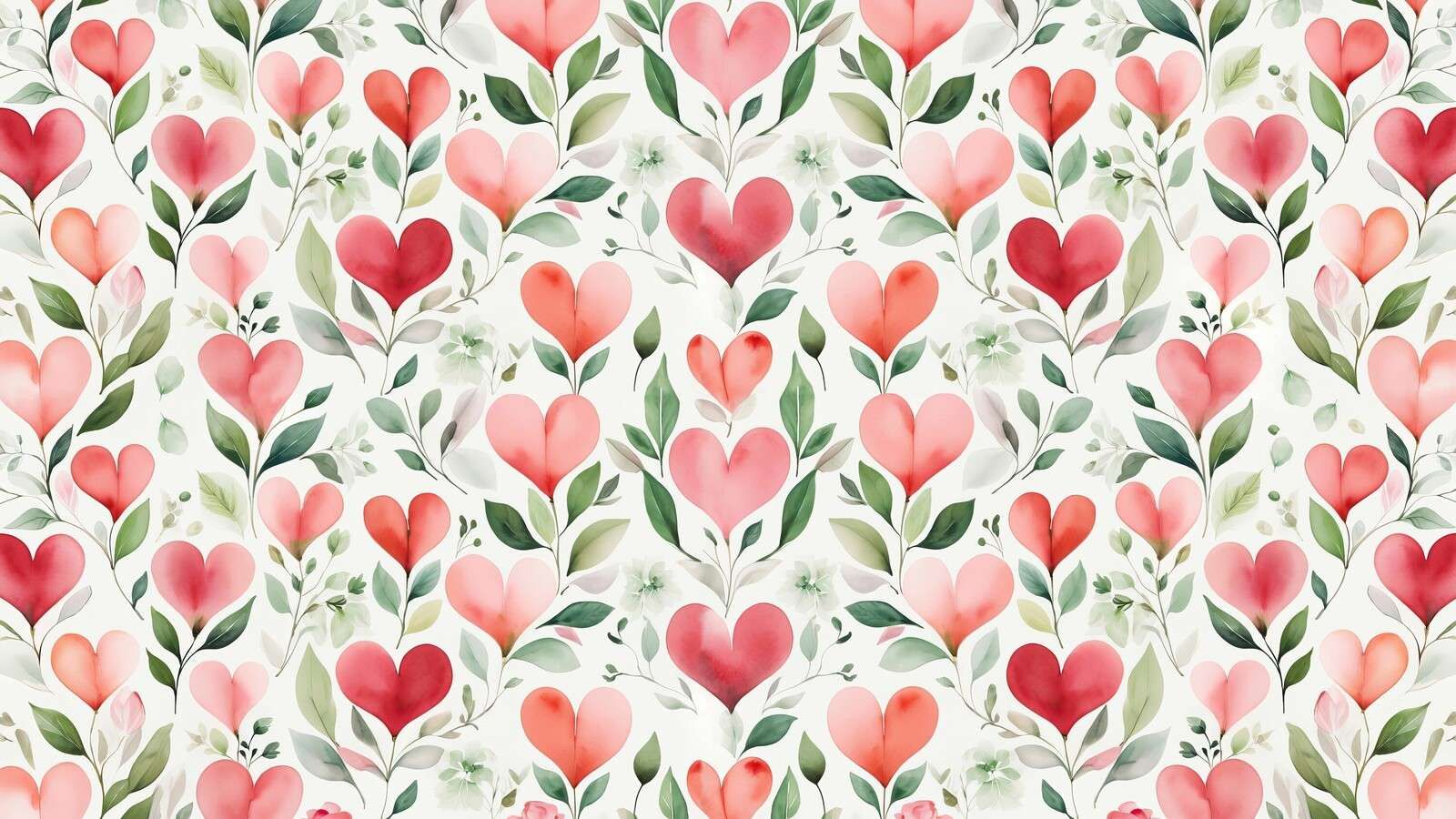 Soft hearts with botanical branches