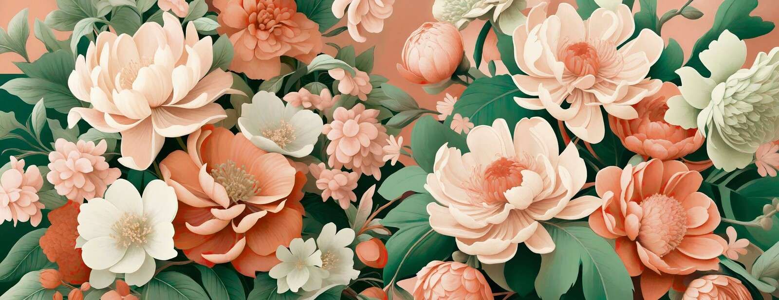 Large peonies in peach tones
