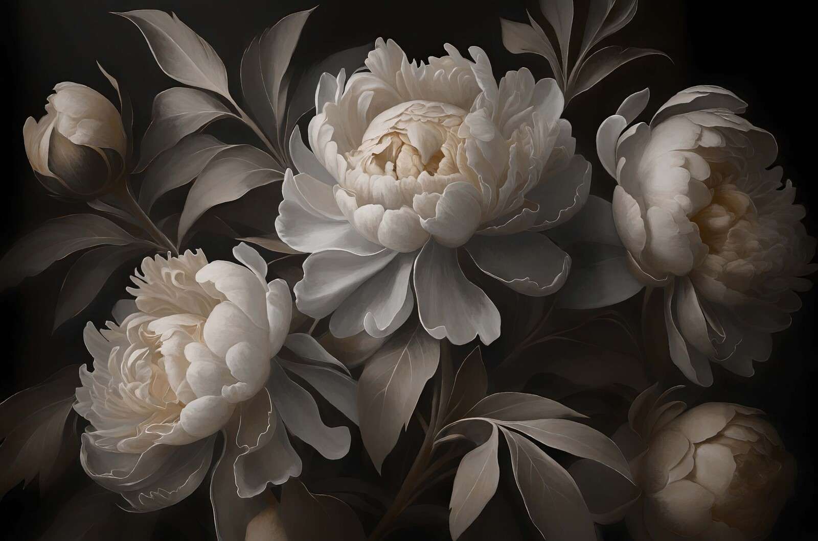 Dark peonies in moonlight