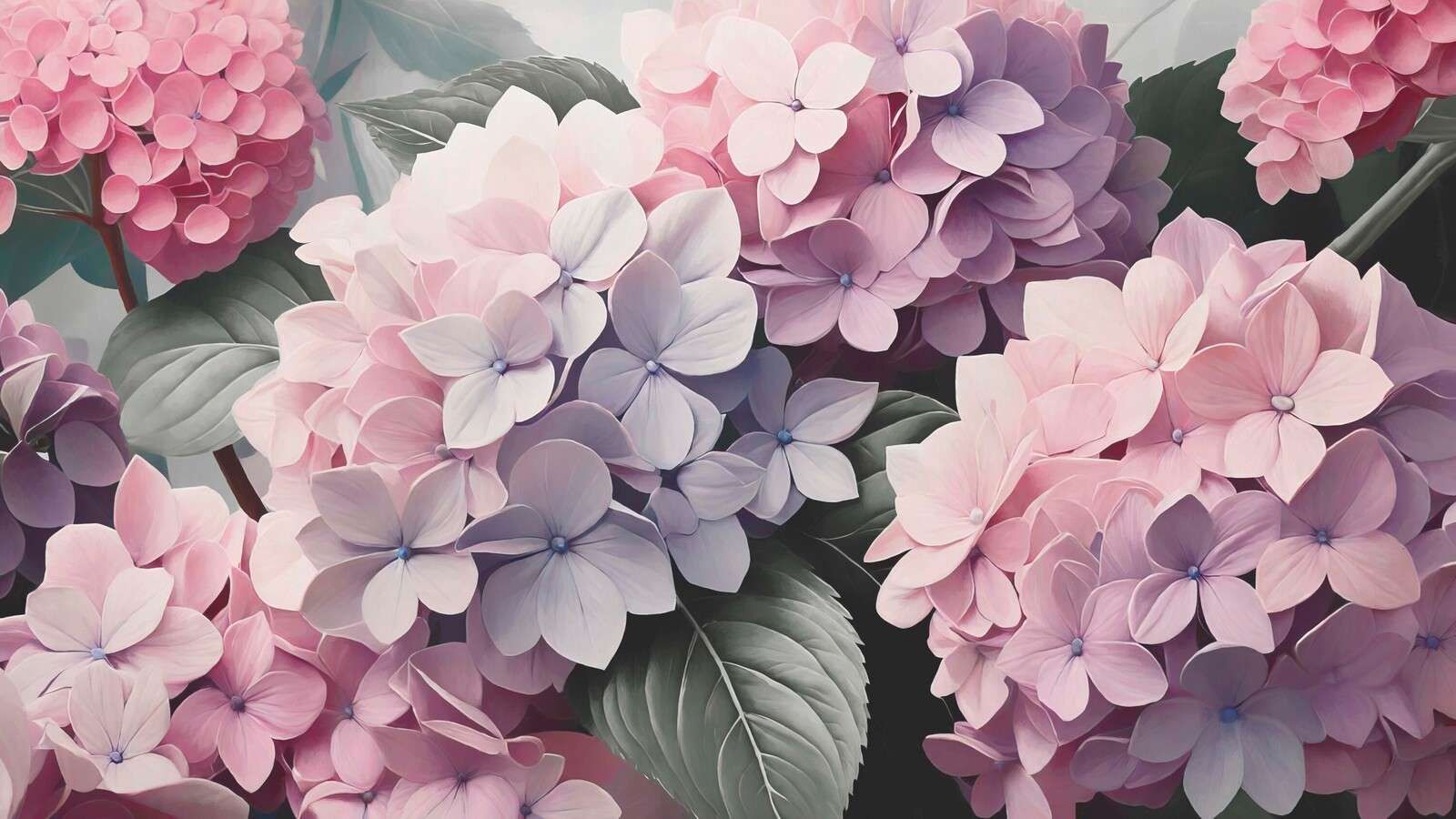 Soft hydrangeas in pastel shades
