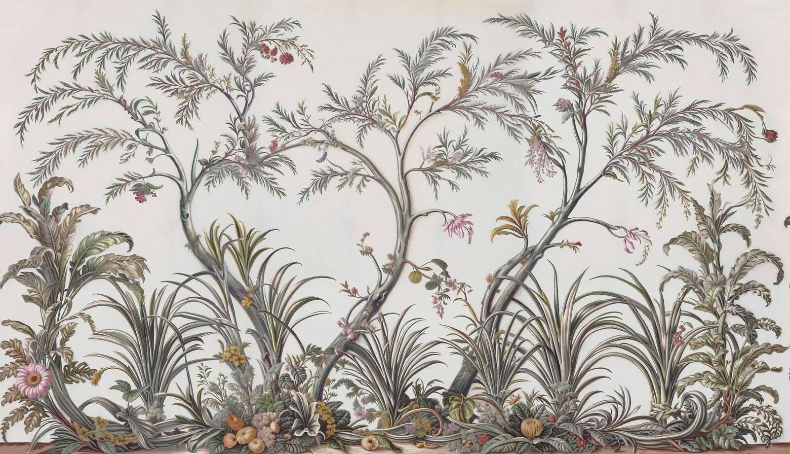 Graceful botanical trees and grasses