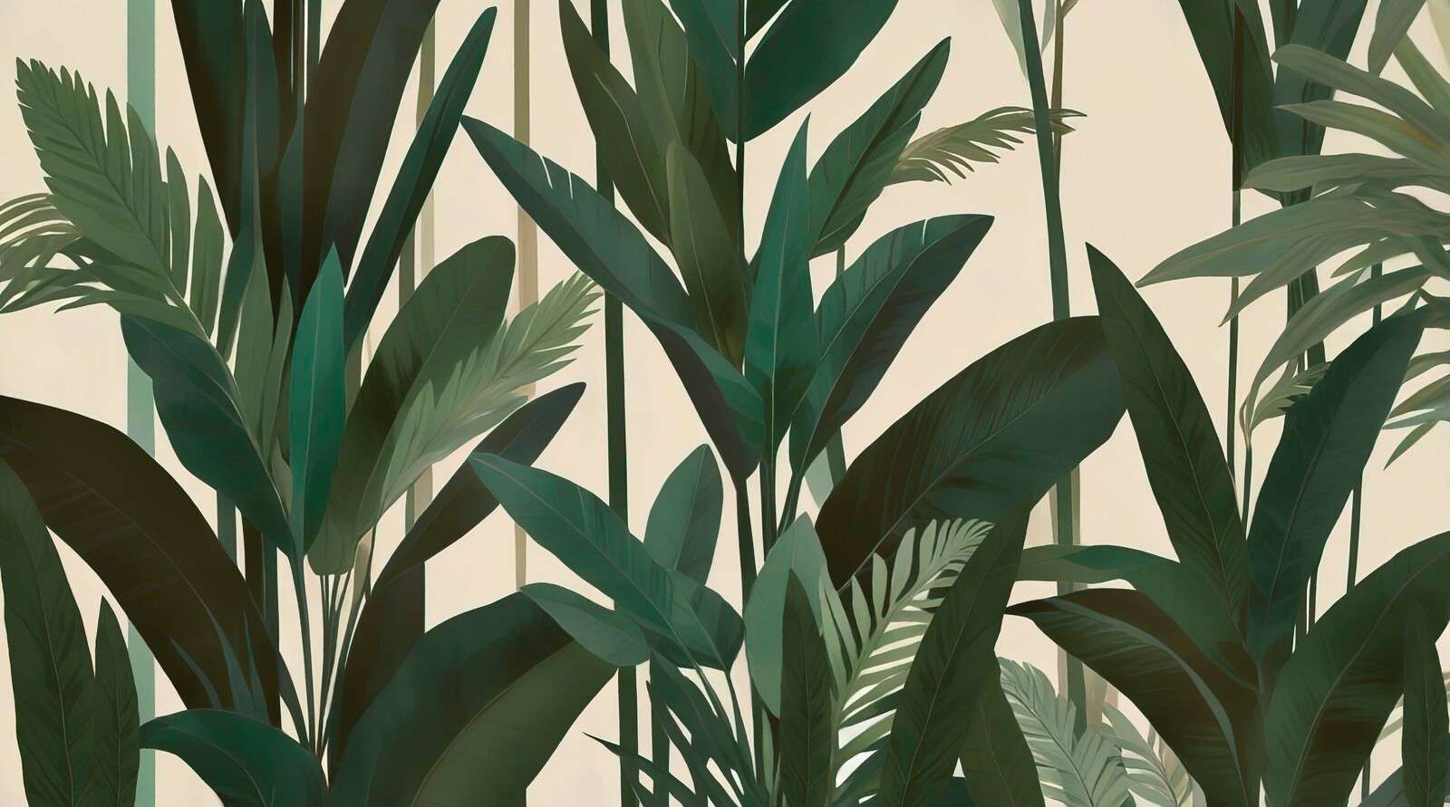 Tropical leaves in dark green