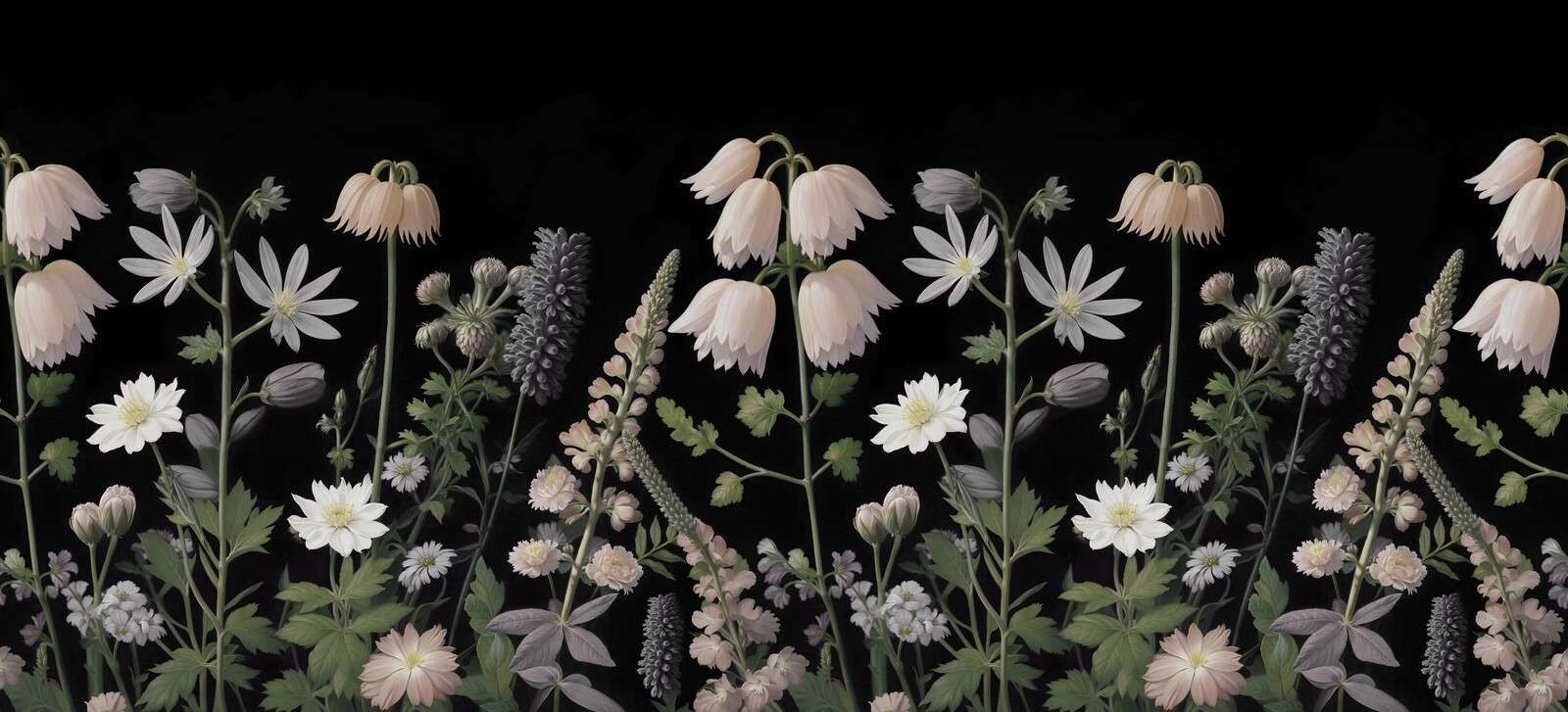 Dark wildflowers with pastel blooms