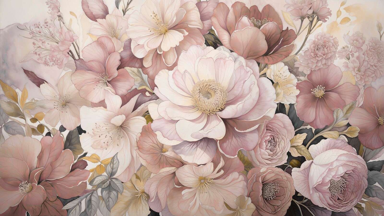 Romantic flowers in powder pink