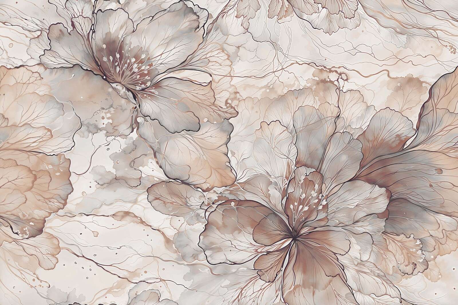 Watercolor flowers in soft earth tones