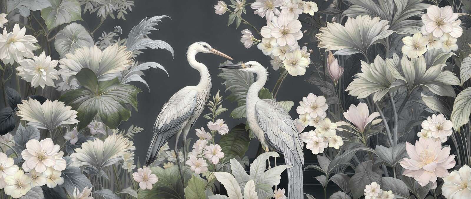White herons in the botanical garden