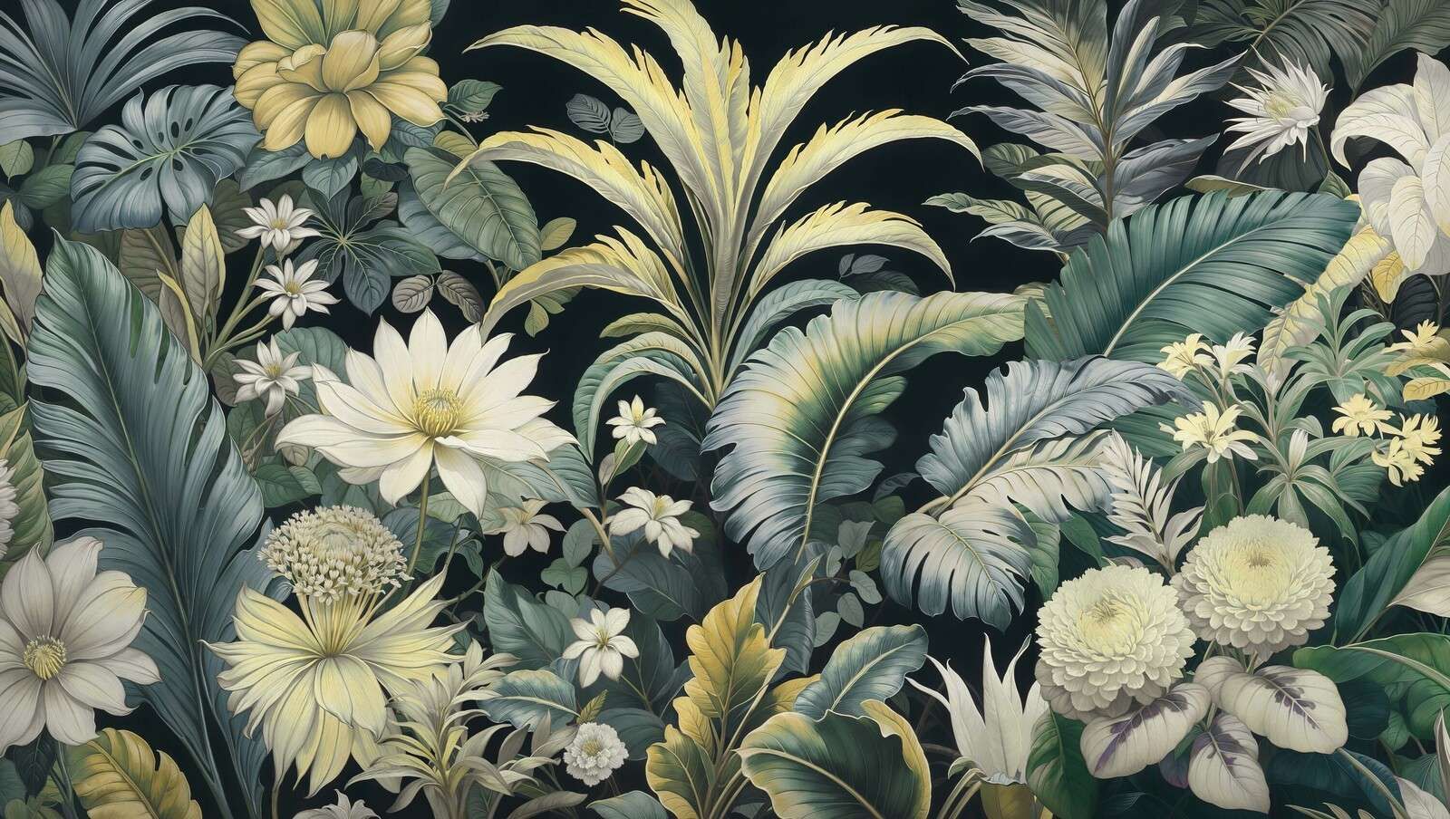 Light tropical flowers on dark