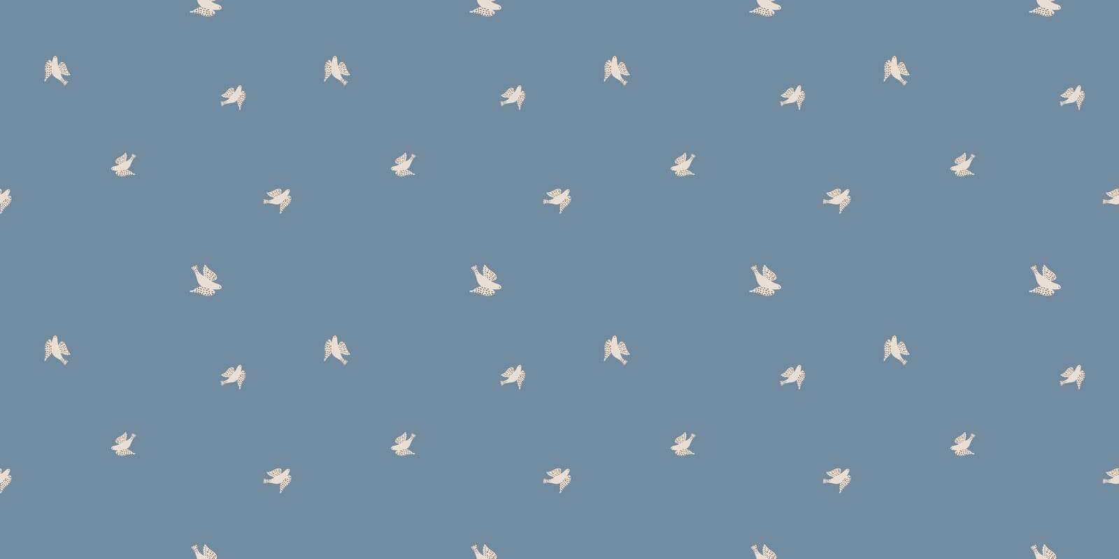 Floating birds in misty blue
