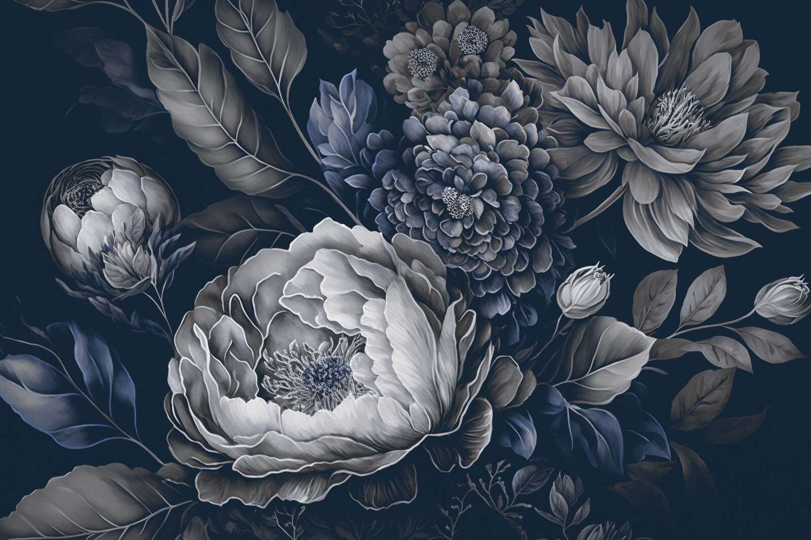 Blue baroque large floral