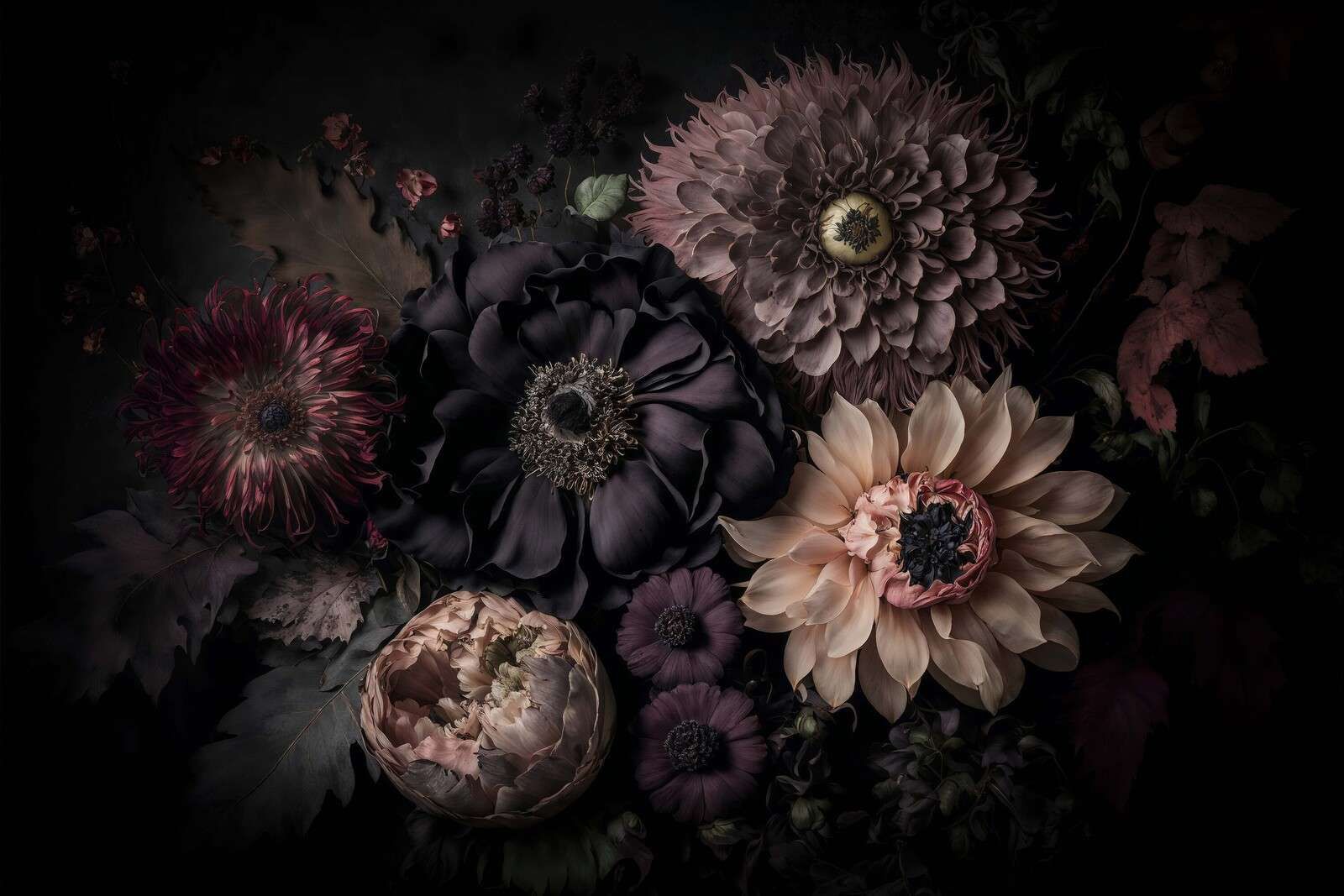 Dark moody flowers bohemian luxury