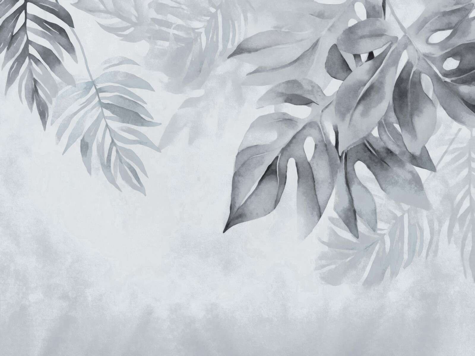 Gentle leaf tropical whispers watercolor grey