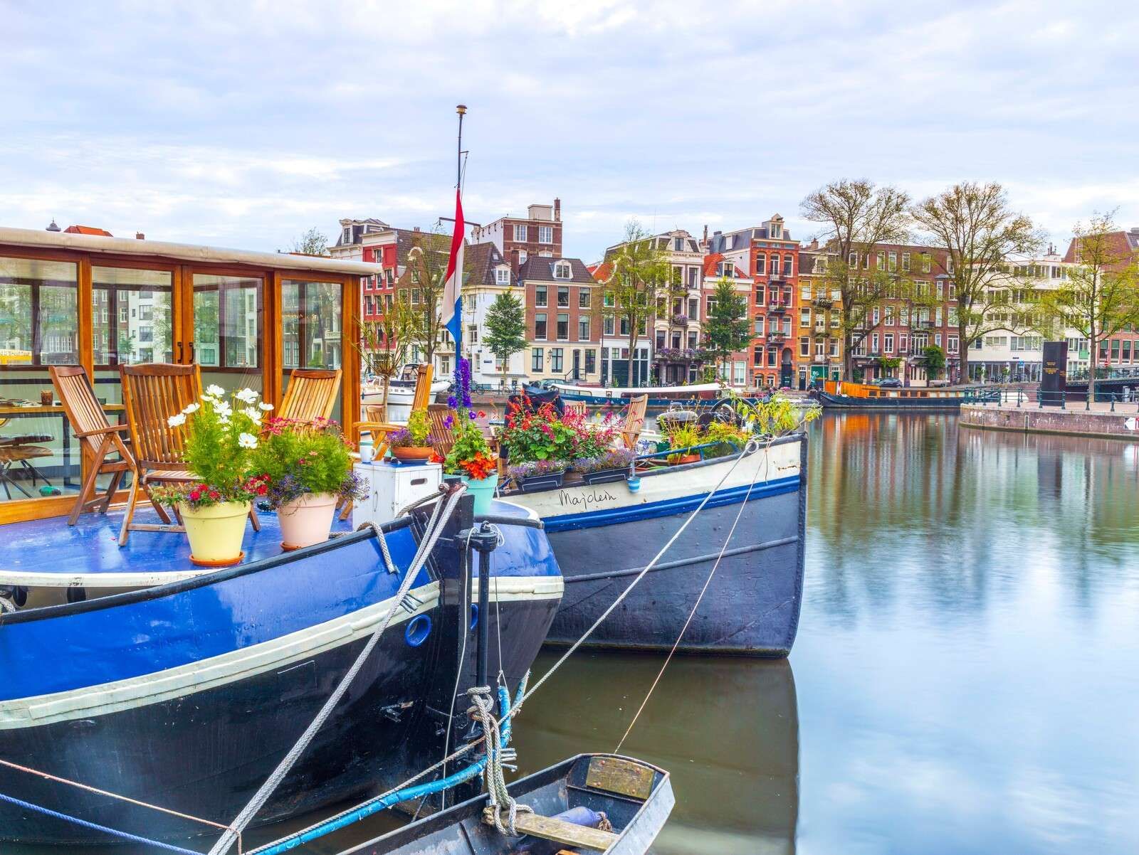 Houseboats on a quiet city canal